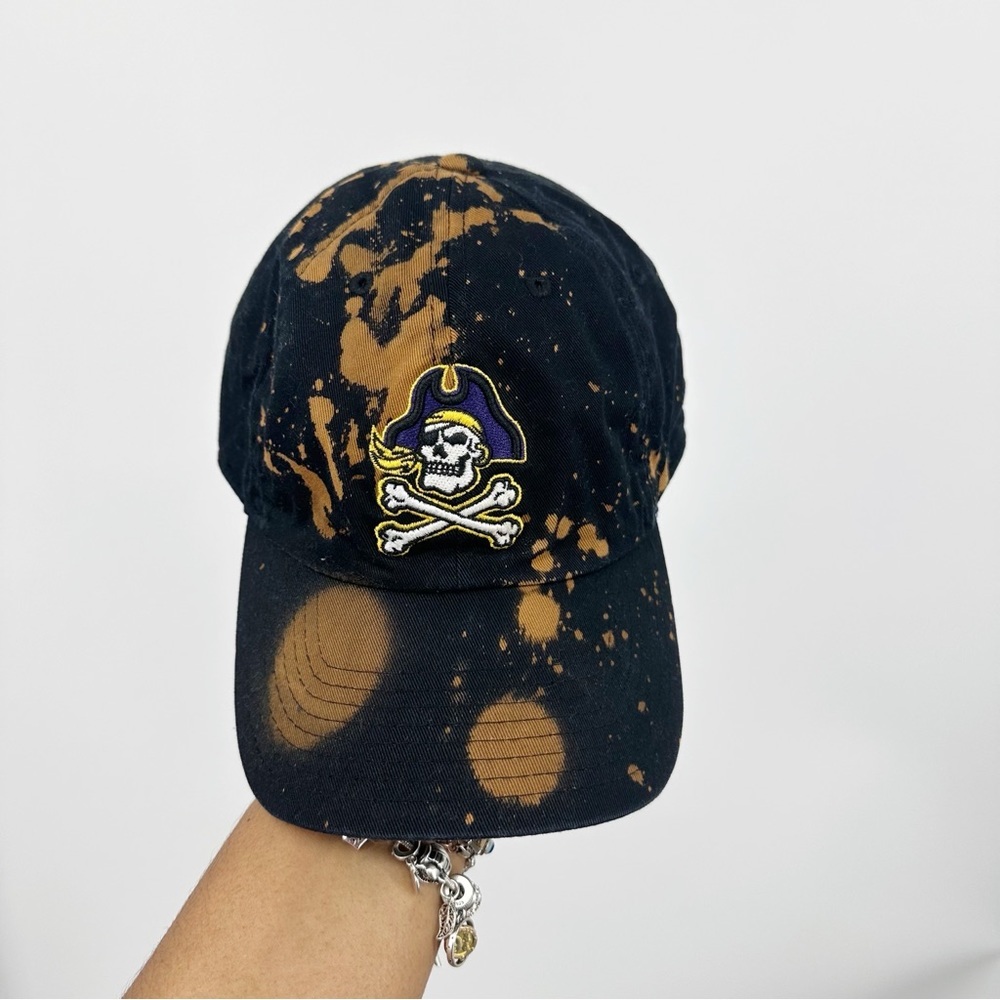 Nike ECU Pirates Custom Bleach Splatter Dad Hat OS Embroidered